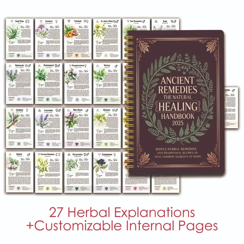 Health & Wellness Vector - Natural Remedies Handbook with Ancient Cures