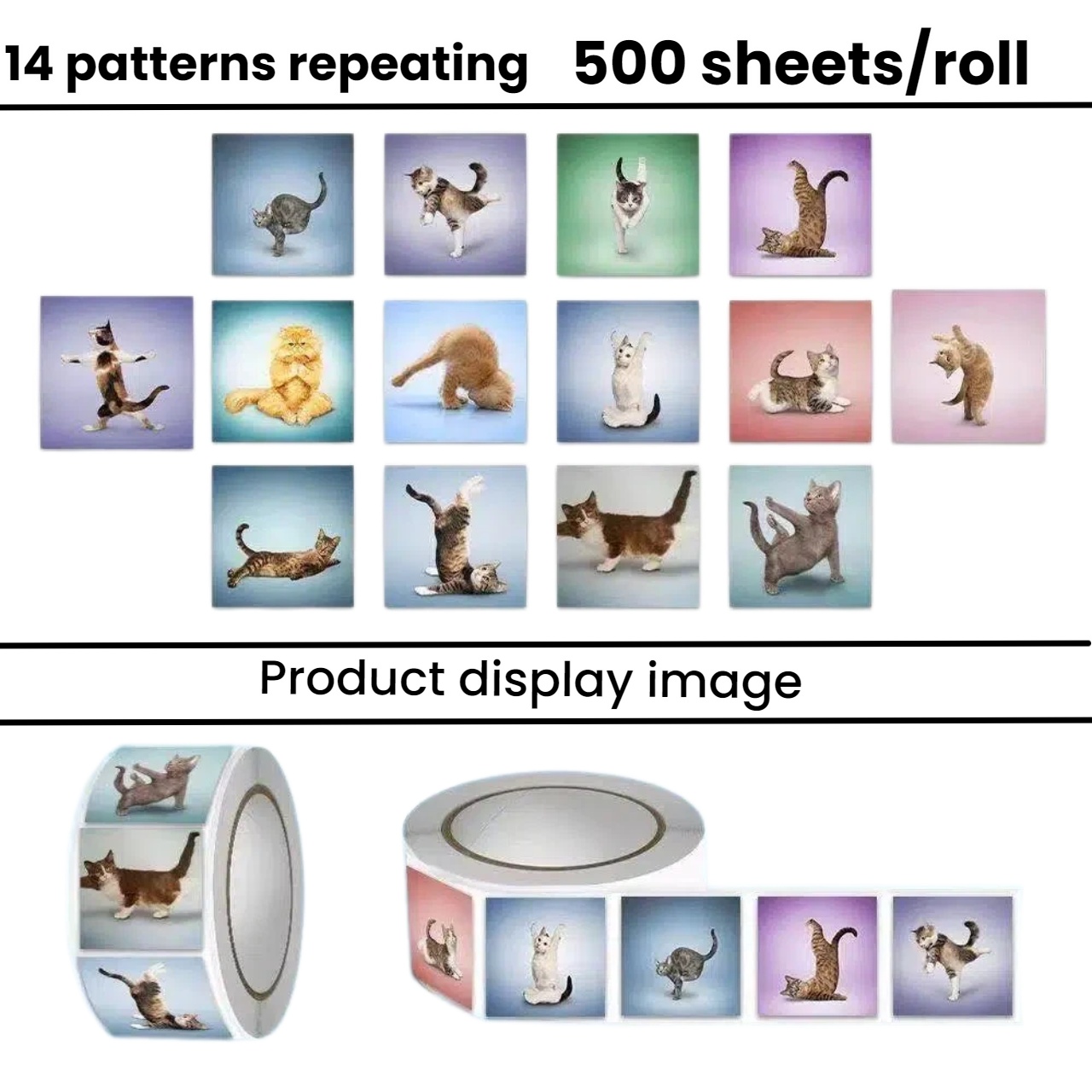 Fitness Journal Planner - 500pcs Cute Cat Roll Stickers Funny