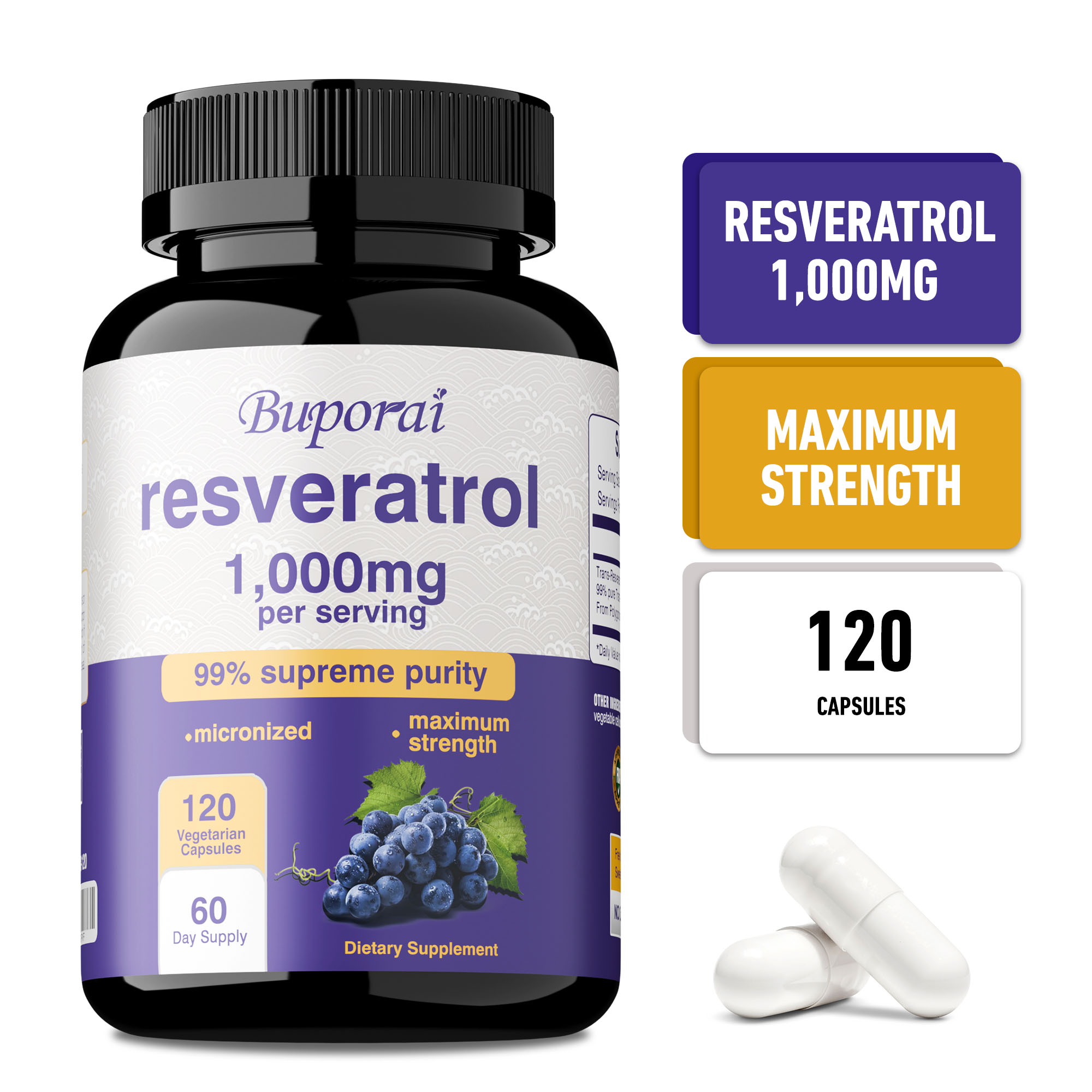 Health And Wellness Promotion - Resveratrol Capsules - Promotes Brain, Heart